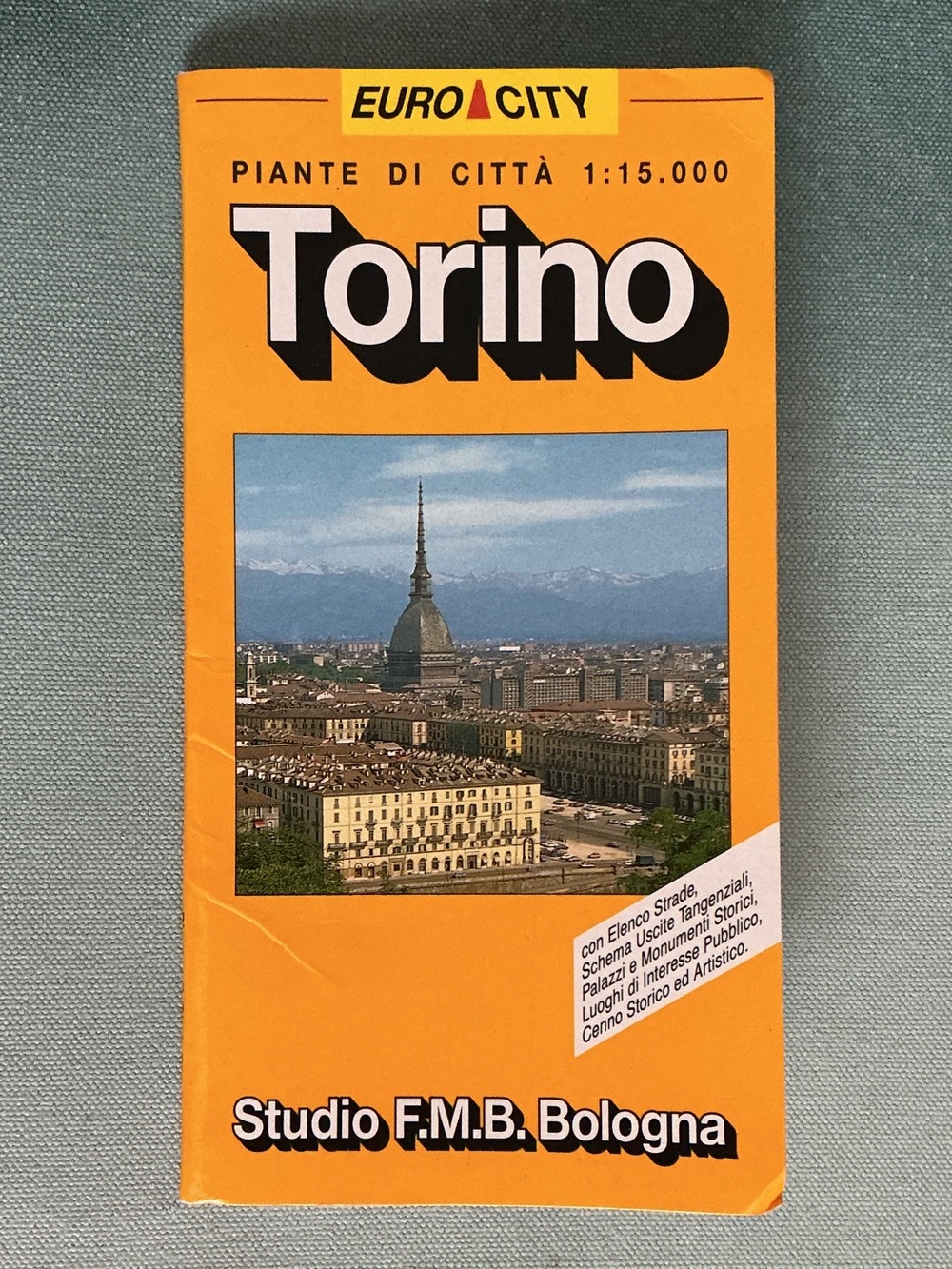 Euro City Map Of Torino Italy Vintage 1997